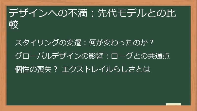 デザインへの不満：先代モデルとの比較