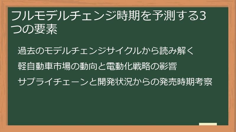 フルモデルチェンジ時期を予測する3つの要素