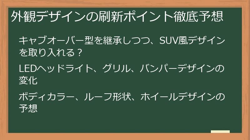 外観デザインの刷新ポイント徹底予想