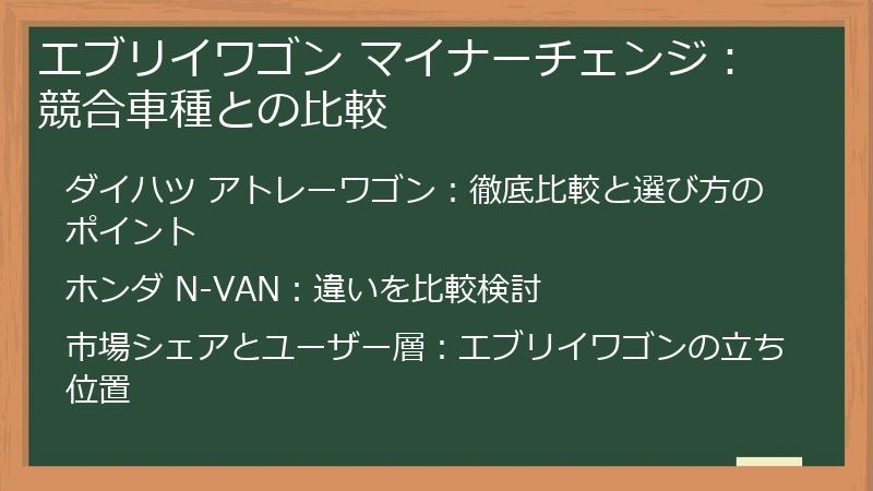 エブリイワゴン マイナーチェンジ：競合車種との比較