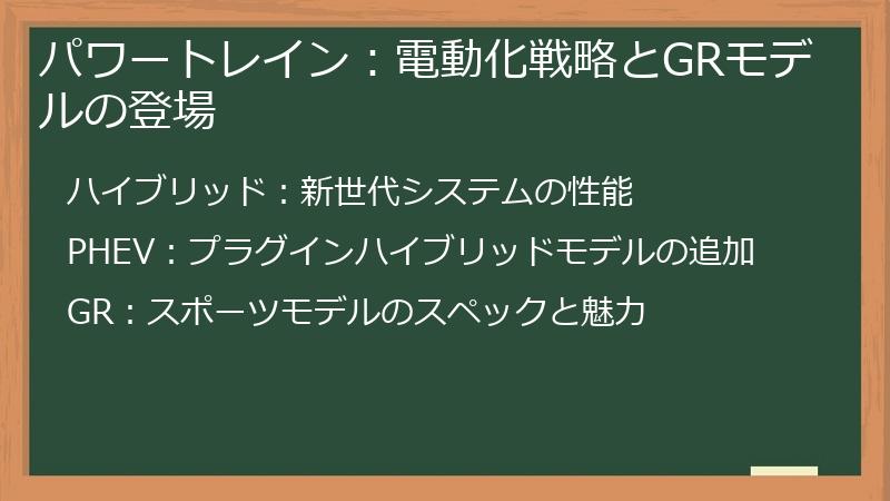 パワートレイン：電動化戦略とGRモデルの登場