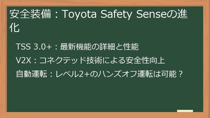 安全装備：Toyota Safety Senseの進化
