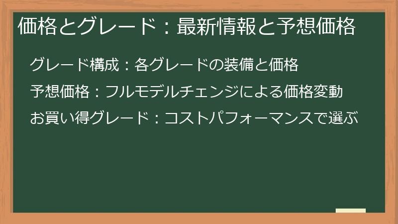 価格とグレード：最新情報と予想価格