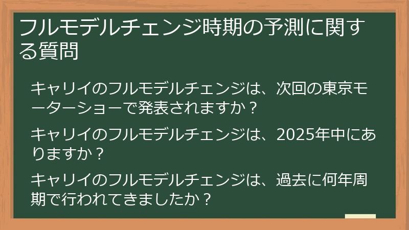 フルモデルチェンジ時期の予測に関する質問