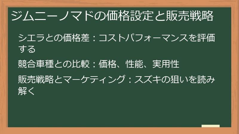 ジムニーノマドの価格設定と販売戦略