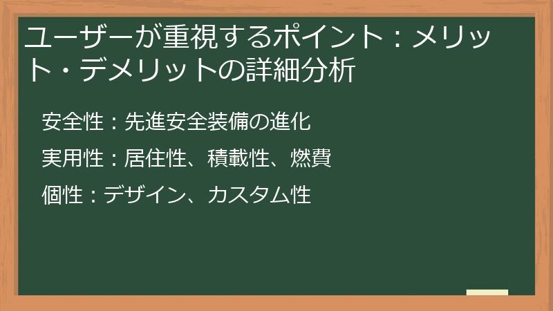 ユーザーが重視するポイント：メリット・デメリットの詳細分析