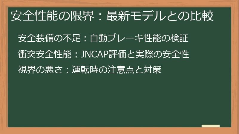 安全性能の限界：最新モデルとの比較