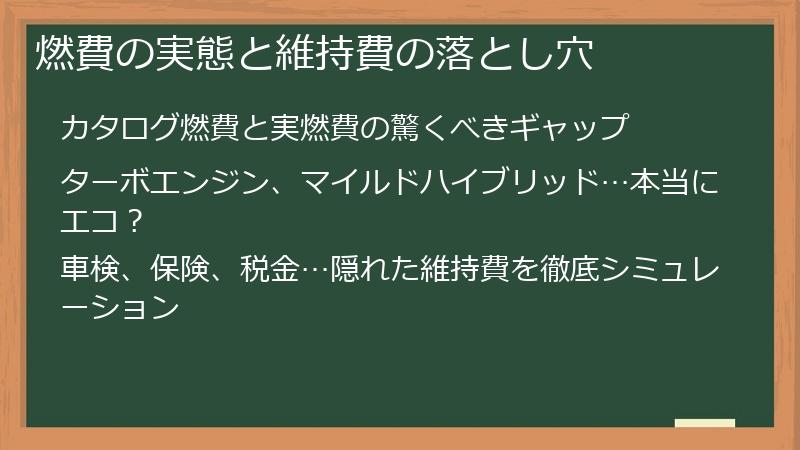 燃費の実態と維持費の落とし穴