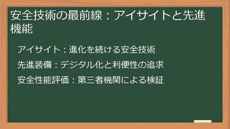 安全技術の最前線：アイサイトと先進機能