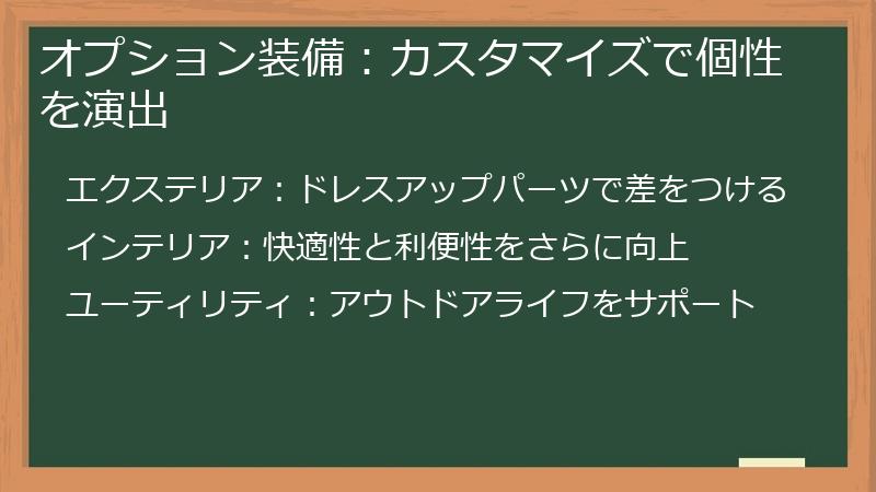 オプション装備：カスタマイズで個性を演出