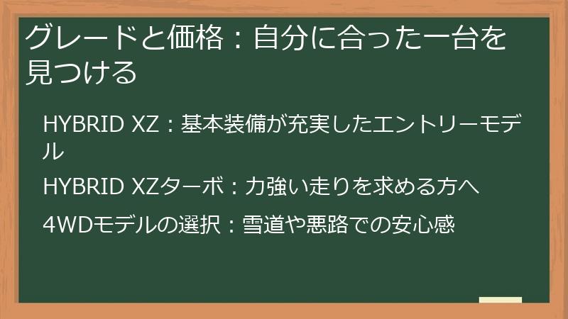 グレードと価格：自分に合った一台を見つける