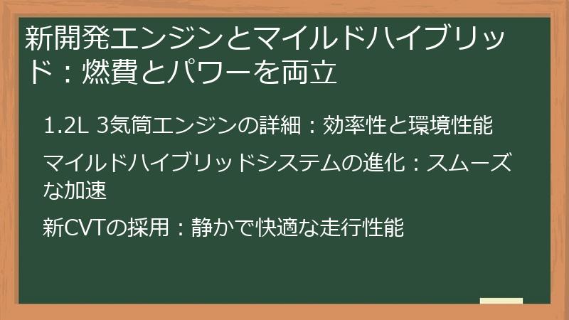 新開発エンジンとマイルドハイブリッド：燃費とパワーを両立