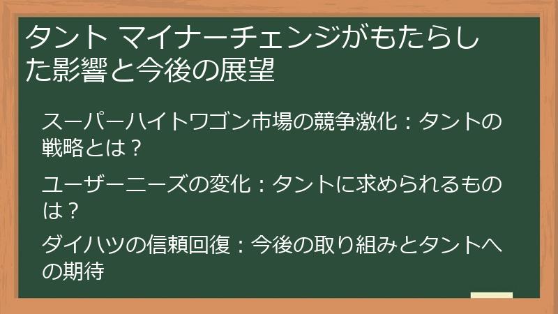 タント マイナーチェンジがもたらした影響と今後の展望