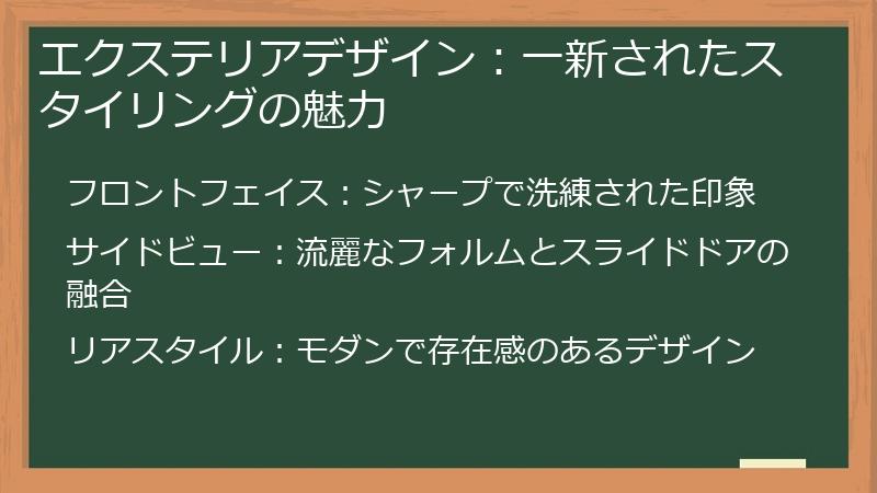 エクステリアデザイン：一新されたスタイリングの魅力