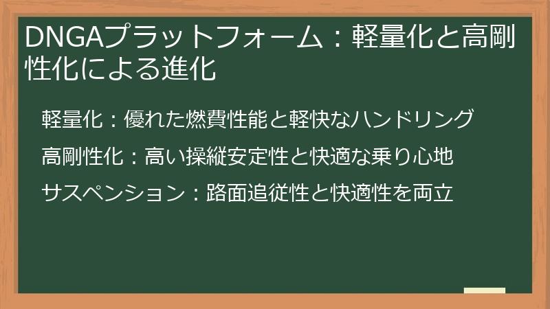 DNGAプラットフォーム：軽量化と高剛性化による進化