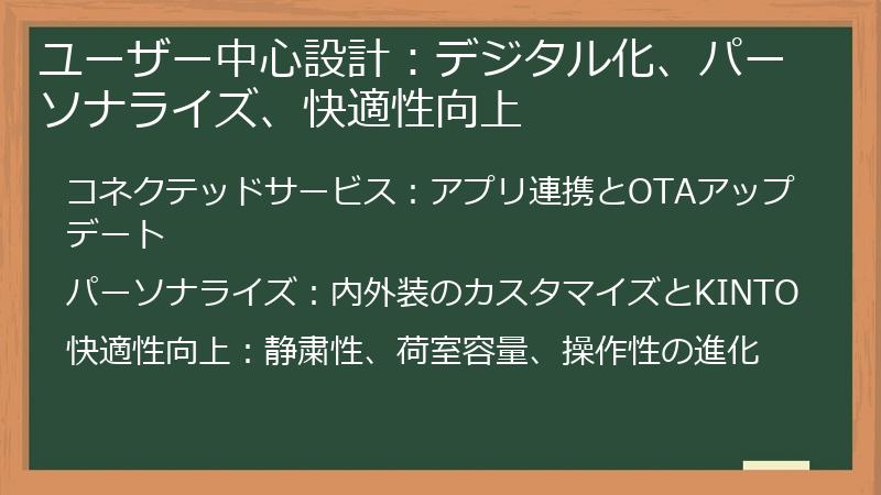 ユーザー中心設計：デジタル化、パーソナライズ、快適性向上