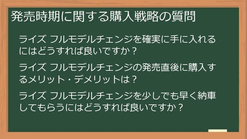 発売時期に関する購入戦略の質問