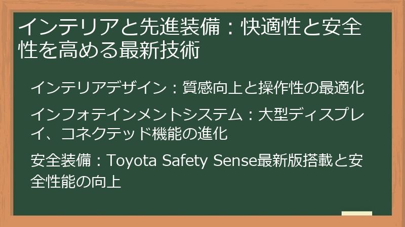 インテリアと先進装備：快適性と安全性を高める最新技術