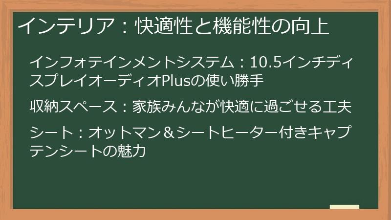 インテリア：快適性と機能性の向上