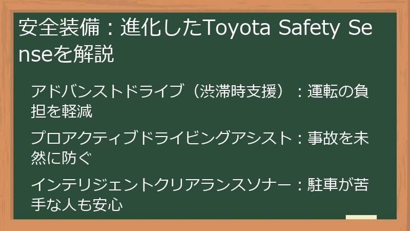 安全装備：進化したToyota Safety Senseを解説