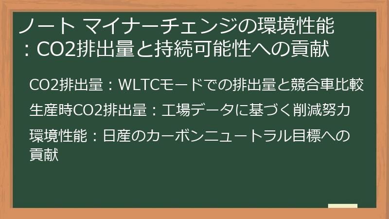ノート マイナーチェンジの環境性能：CO2排出量と持続可能性への貢献