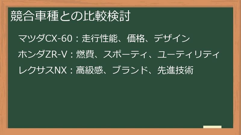 競合車種との比較検討