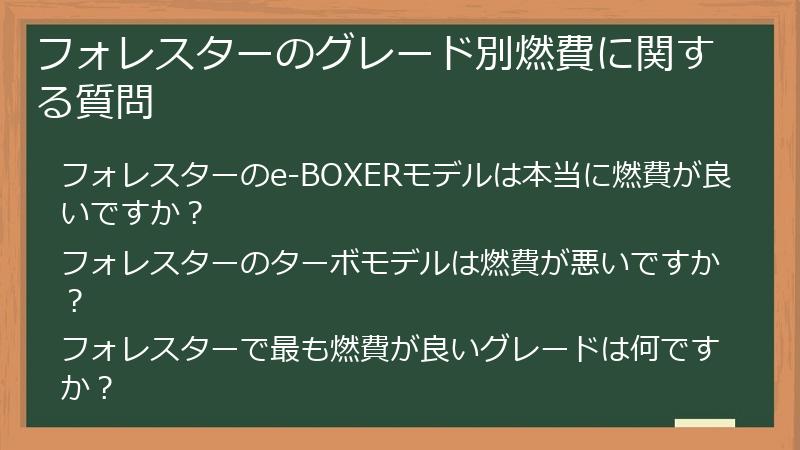 フォレスターのグレード別燃費に関する質問