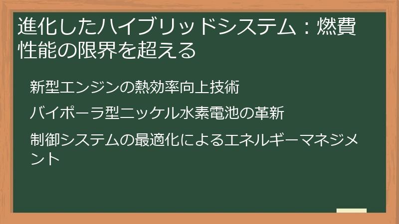 進化したハイブリッドシステム：燃費性能の限界を超える