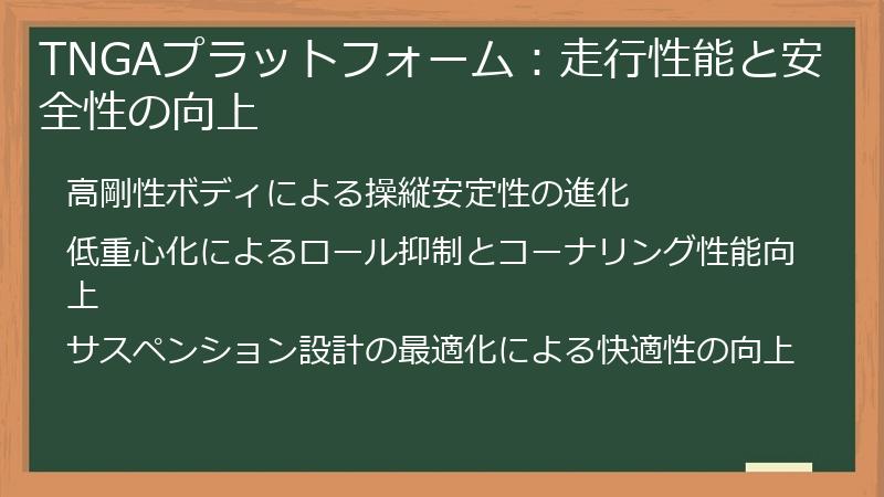 TNGAプラットフォーム：走行性能と安全性の向上