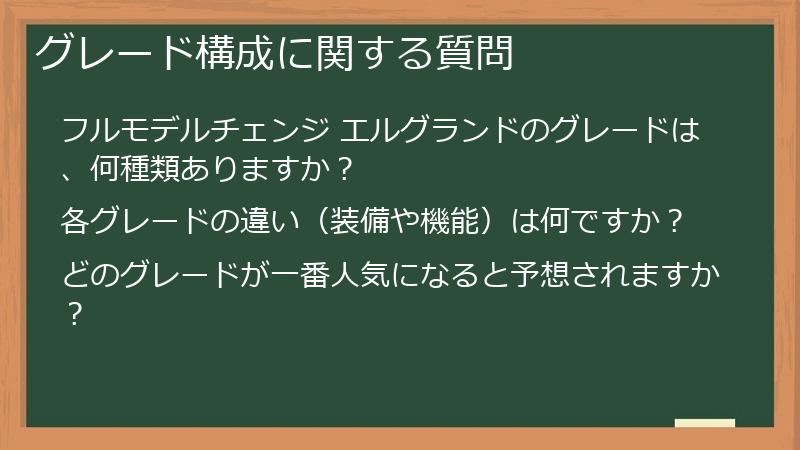 グレード構成に関する質問