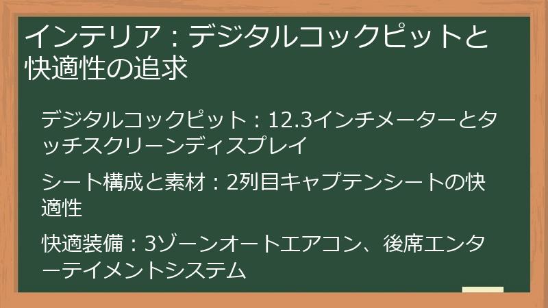 インテリア：デジタルコックピットと快適性の追求