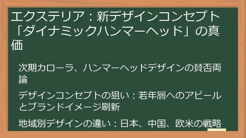エクステリア：新デザインコンセプト「ダイナミックハンマーヘッド」の真価