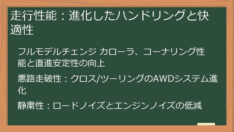 走行性能：進化したハンドリングと快適性