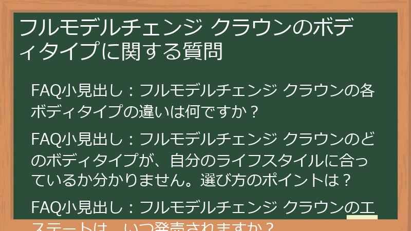 フルモデルチェンジ クラウンのボディタイプに関する質問