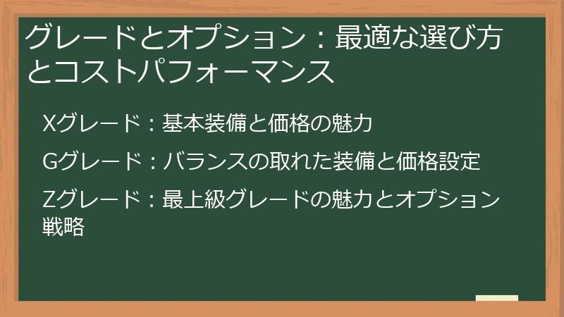 グレードとオプション：最適な選び方とコストパフォーマンス
