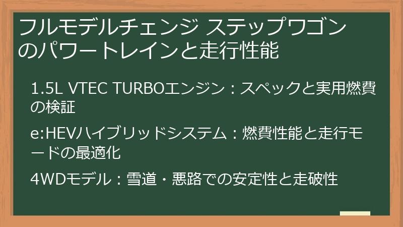 フルモデルチェンジ ステップワゴンのパワートレインと走行性能