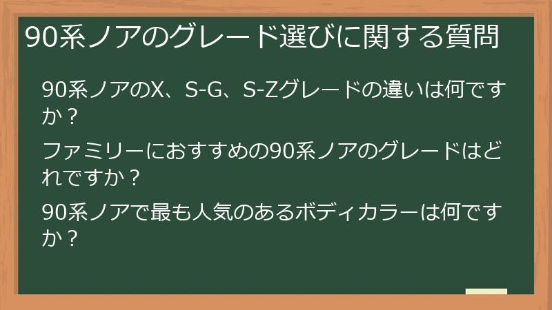 90系ノアのグレード選びに関する質問