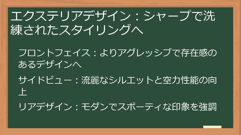 エクステリアデザイン：シャープで洗練されたスタイリングへ