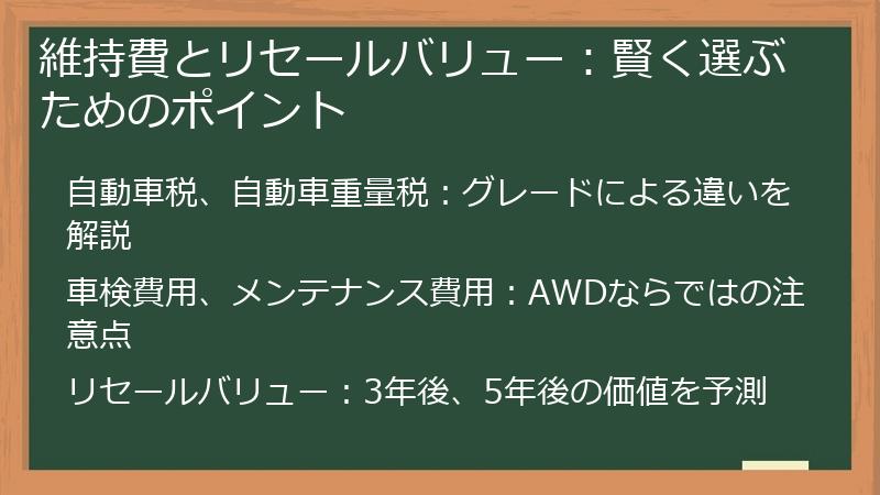 維持費とリセールバリュー：賢く選ぶためのポイント