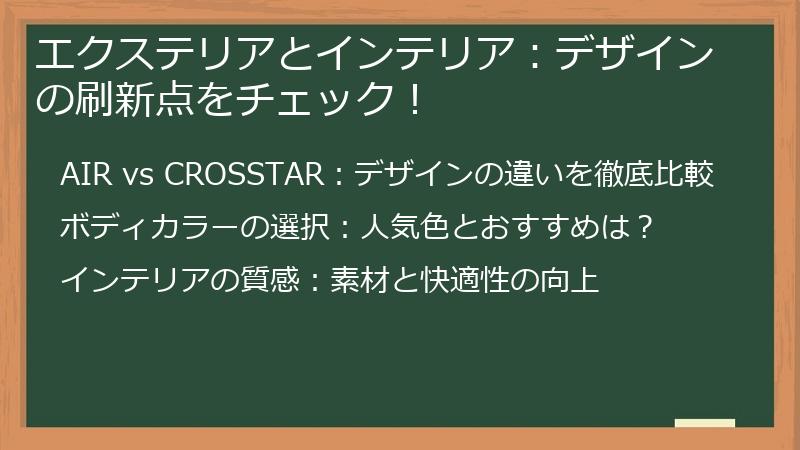 エクステリアとインテリア：デザインの刷新点をチェック！