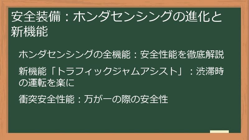 安全装備：ホンダセンシングの進化と新機能