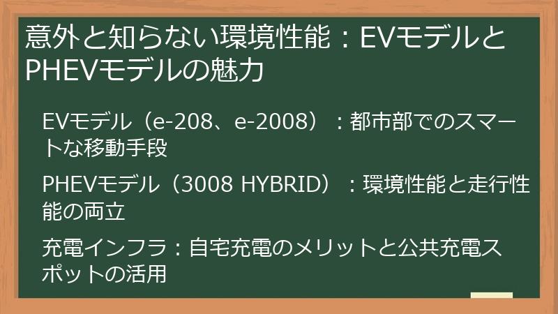意外と知らない環境性能：EVモデルとPHEVモデルの魅力