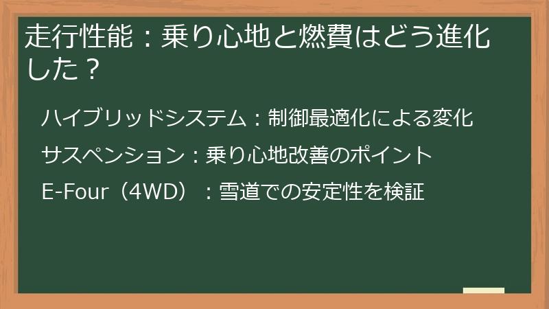 走行性能：乗り心地と燃費はどう進化した？