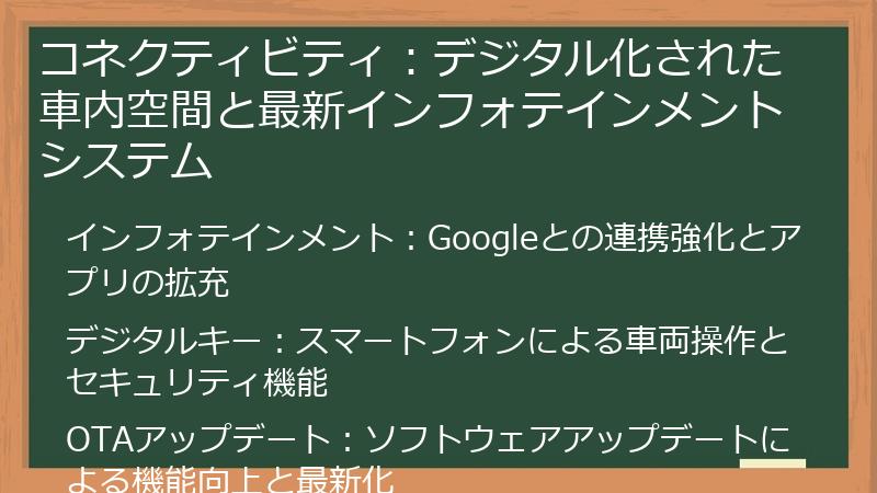 コネクティビティ：デジタル化された車内空間と最新インフォテインメントシステム