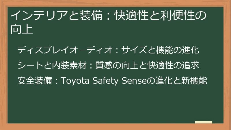 インテリアと装備：快適性と利便性の向上