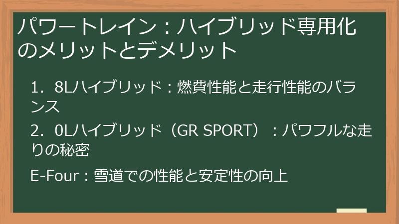 パワートレイン：ハイブリッド専用化のメリットとデメリット