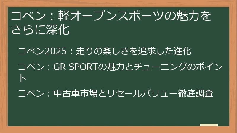 コペン：軽オープンスポーツの魅力をさらに深化