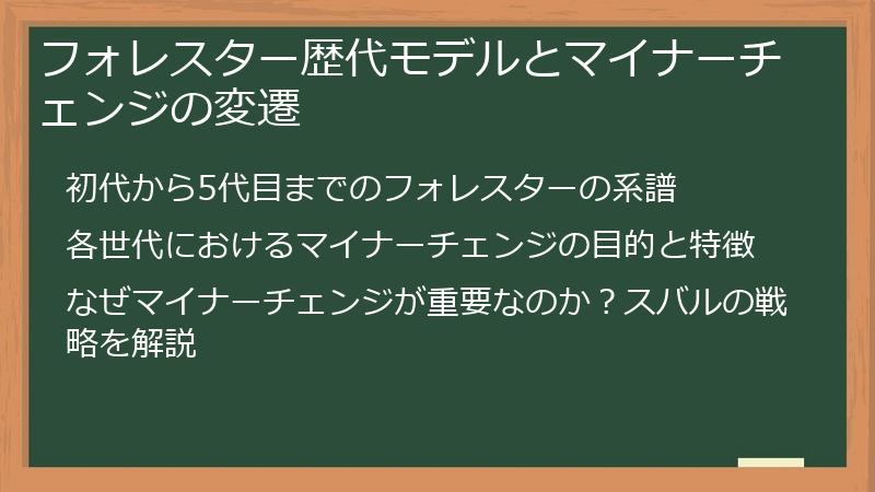 フォレスター歴代モデルとマイナーチェンジの変遷