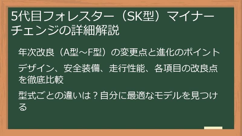 5代目フォレスター（SK型）マイナーチェンジの詳細解説