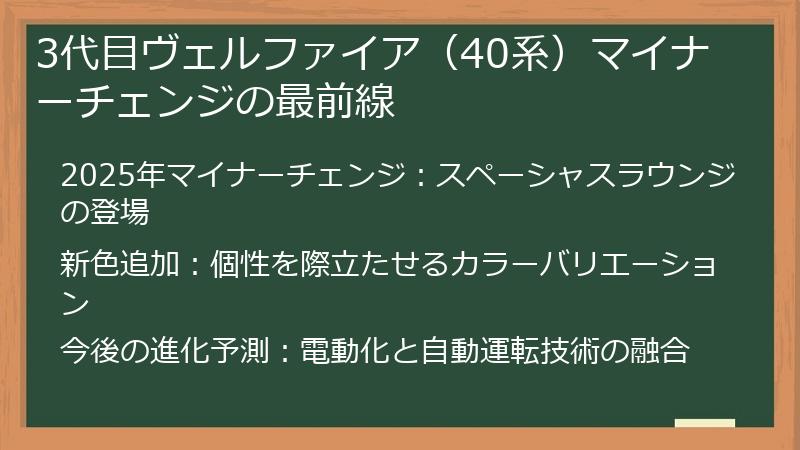 3代目ヴェルファイア（40系）マイナーチェンジの最前線